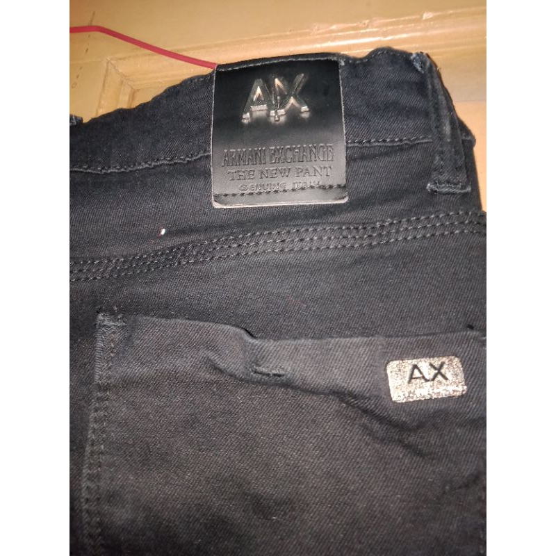 [Preloved] Celana Jeans Panjang Hitam - Ripped Jeans Armani Exchange