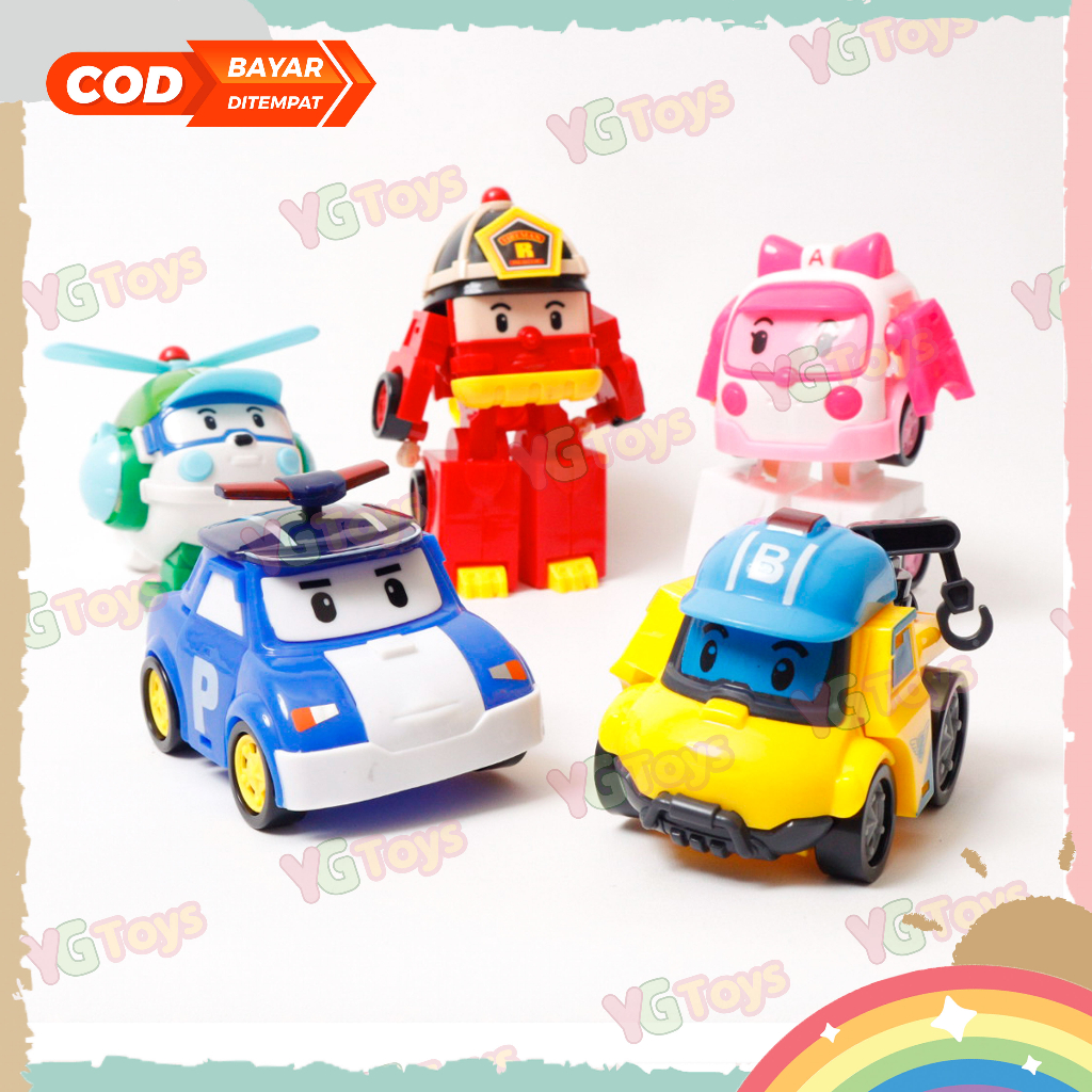YGtoys Mainan Robot Car Poli Roboca  Mainan Kendaraan Pemadam Heli Helly Polisi Ambulance