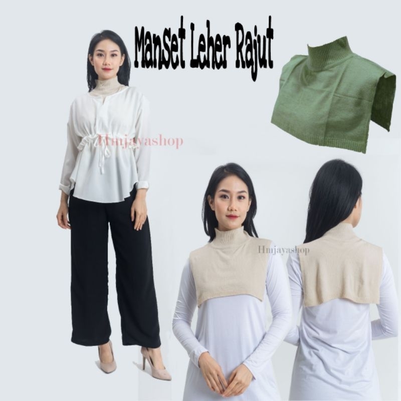 Manset Leher Rajut Inner Leher Hijab Dada Rajut Premium