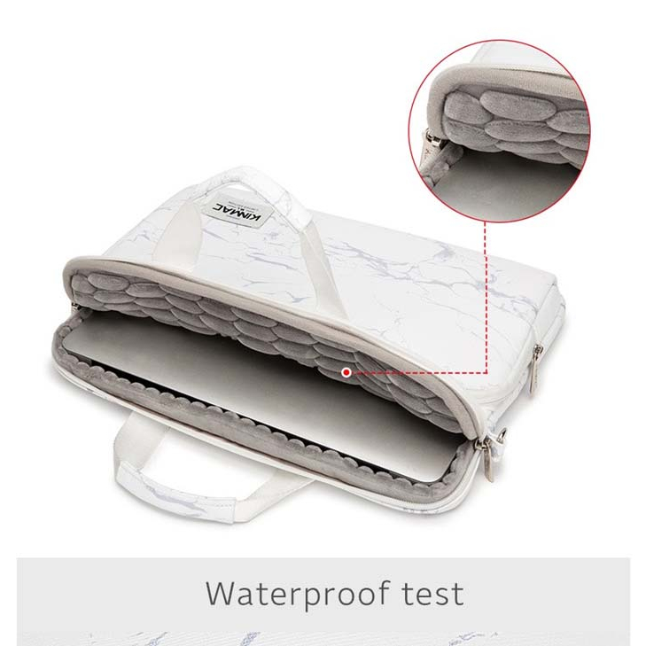 Tas Laptop Macbook KINMAC Longstrap white &amp; Black marBle 13 14 15 16 inch