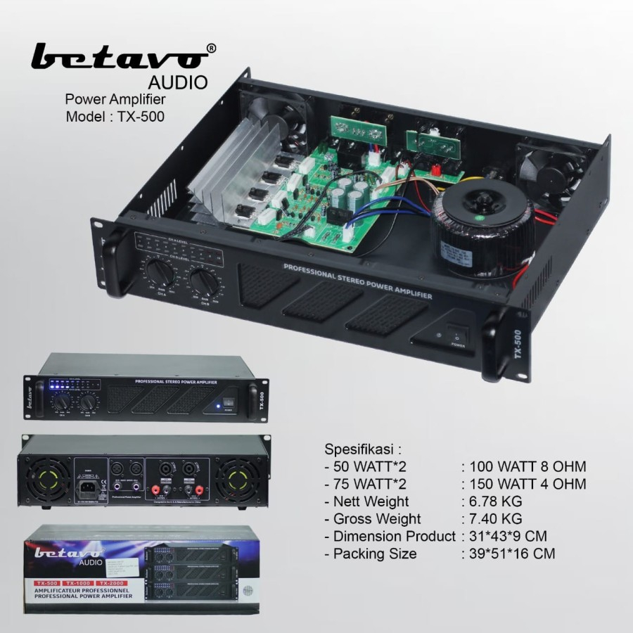 POWER AMPLI PROFESIONAL BETAVO TX 500 TX500 ORIGINAL TERMURAH