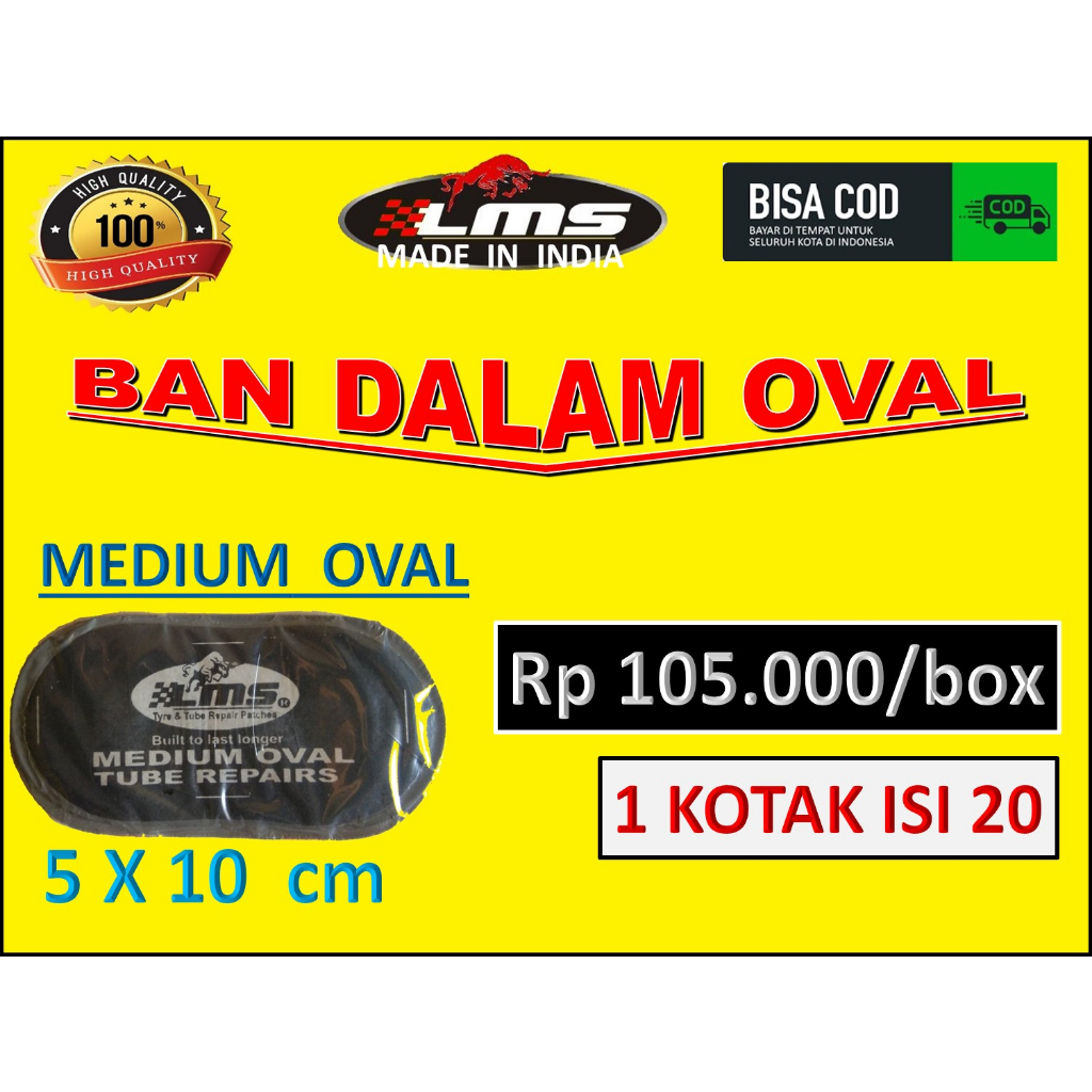 1 box MEDIUM OVAL LMS the bestpatch tire repair karet tambal ban dalam tanpa bakar tip top tubeless 