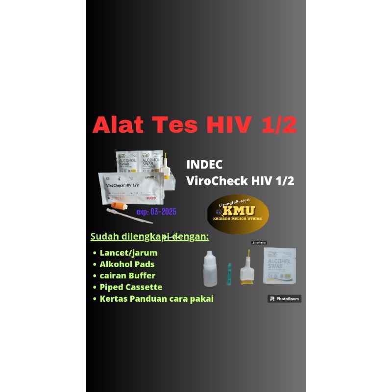 Alat tes HIV 1/2 Indec satuan lengkap