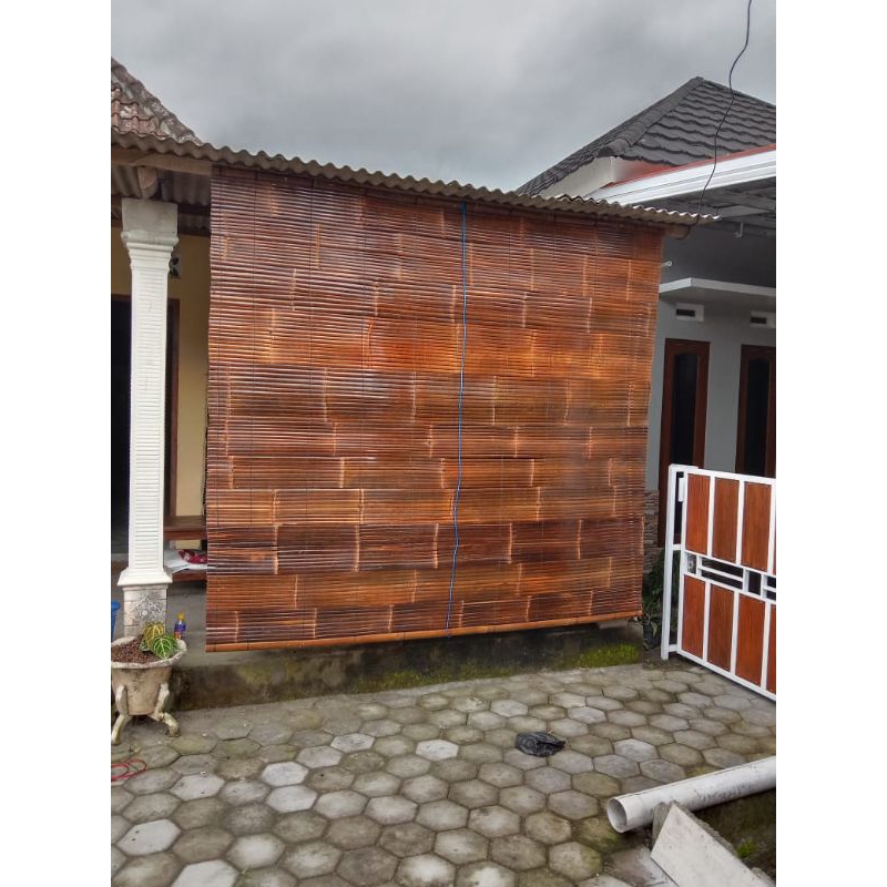 Tirai bambu asli plitur pernis L200 T200 + gulungan katrol