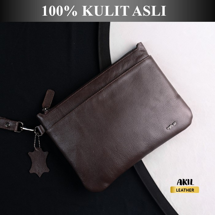 Hand Bag Tas Tangan Clutch Kulit Pria Cowok Branded Wanita Cewek Egls Eros Leather Handbag Bahan 100% Kulit Sapi Asli Original Premium