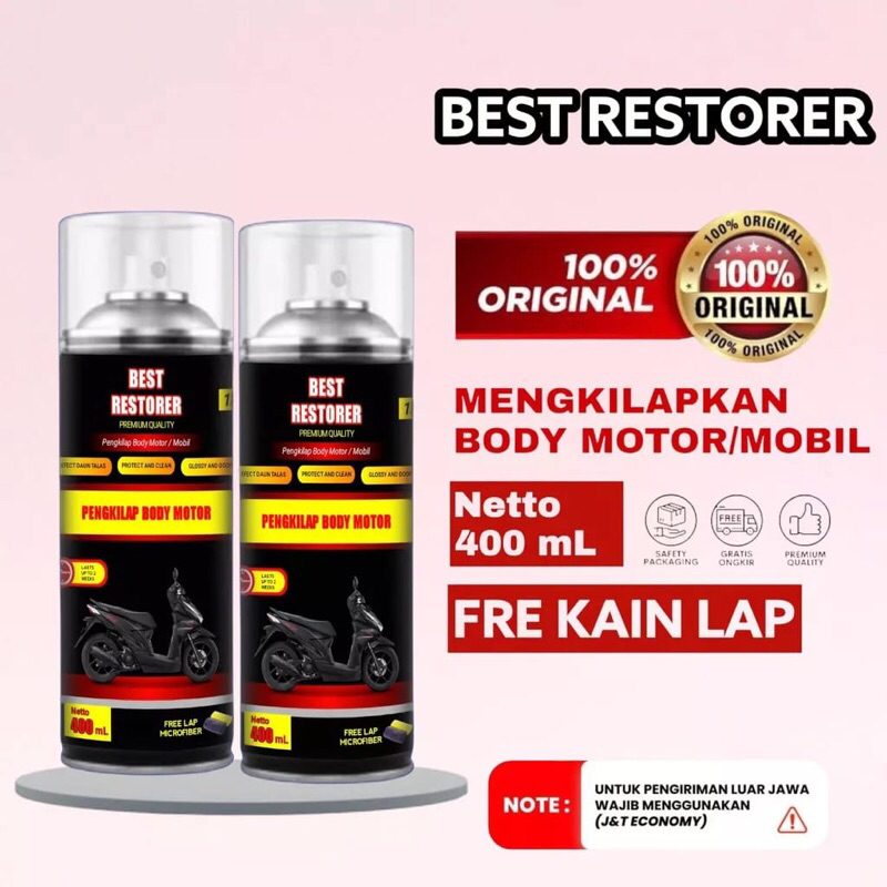 Promo BEST RESTORER (Pengkilap &amp; Penghitam Body Motor / Mobil / Ban)