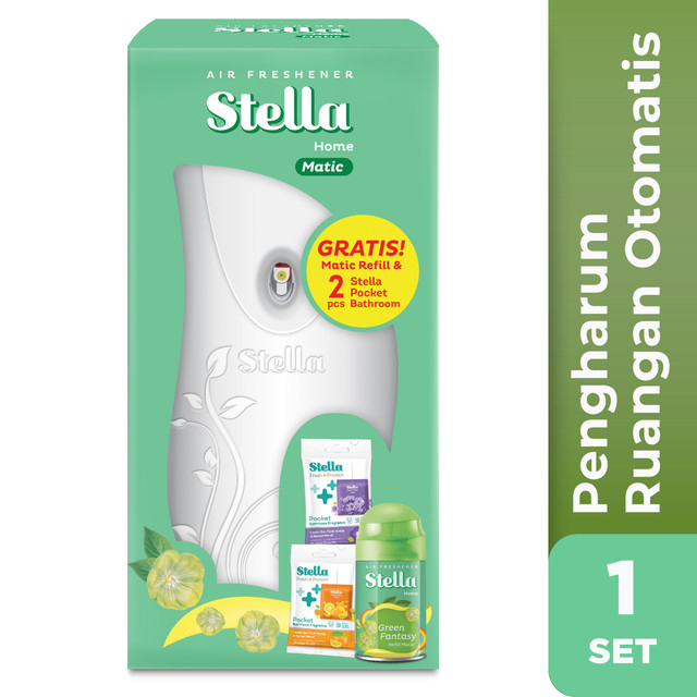 Dispenser Pengharum Parfum Ruangan Otomatis Alat Stella Matic + Refill 225ml