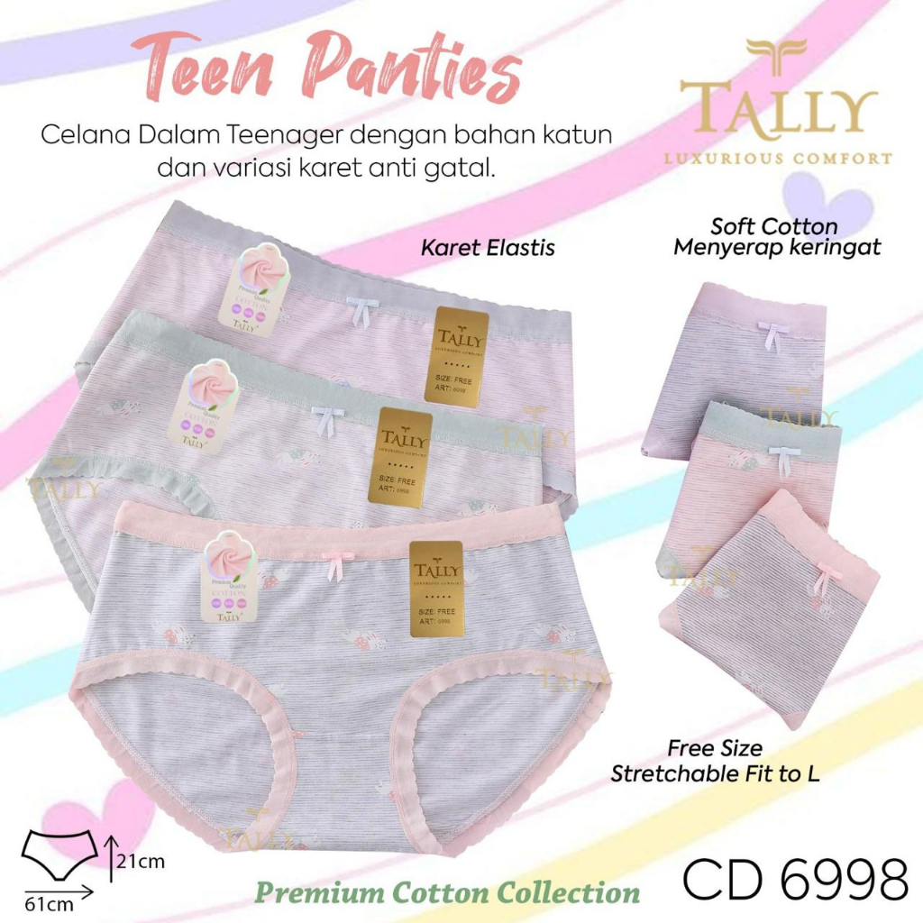 TALLY CD CELANA DALAM REMAJA / DEWASA 6998 I FREE SIZE I FIT L I BAHAN KATUN PREMIUM