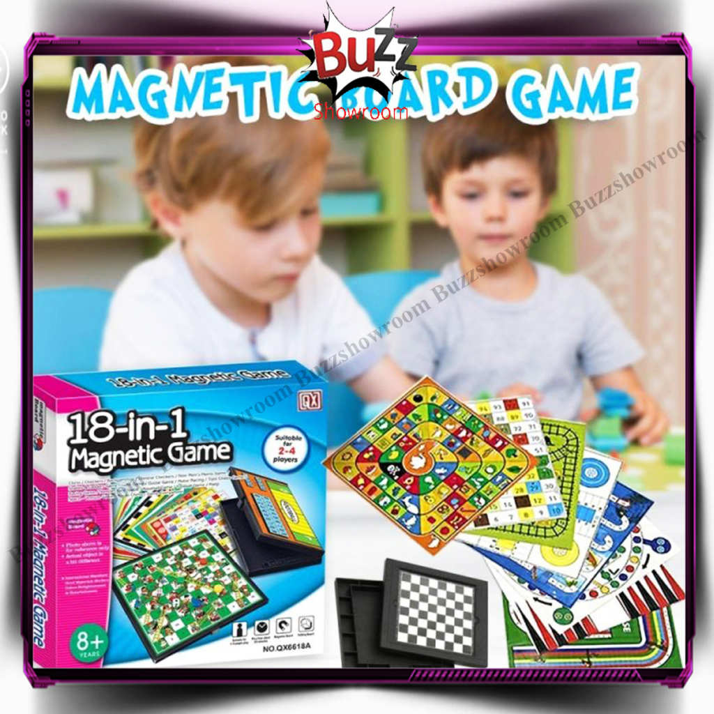 18 in 1 Magnetic Game Family Board Game Mainan Catur Ludo Ular tangga