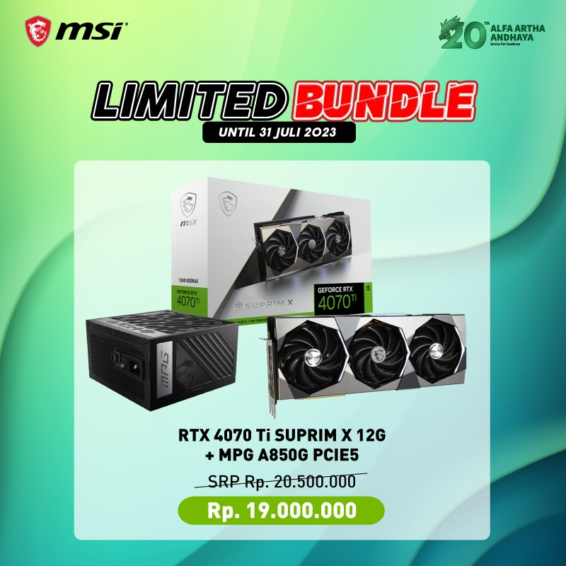 PAKET MSI VGA RTX 4070 Ti SUPRIM X 12G + PSU MPG A850G PCIE5
