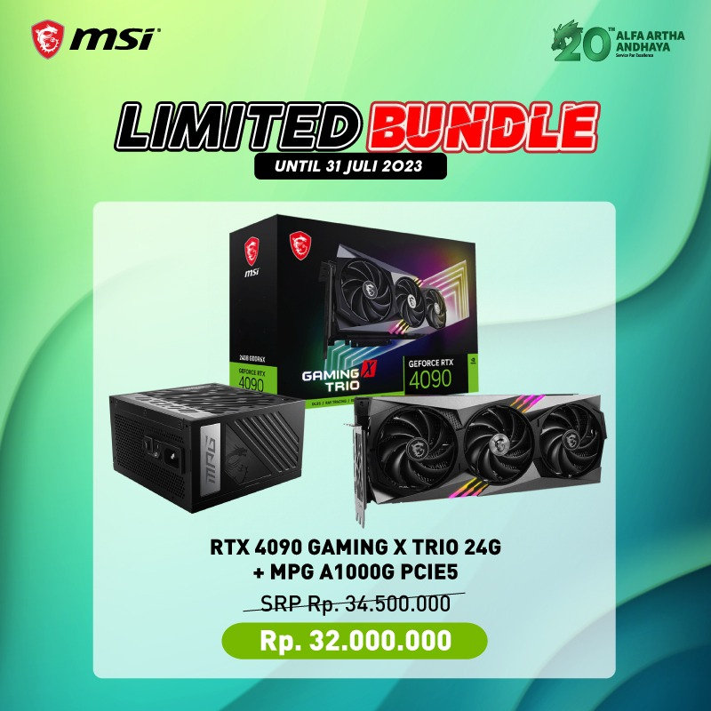 PAKET MSI VGA RTX 4090 GAMING X TRIO 24G + PSU MPG A1000G PCIE5