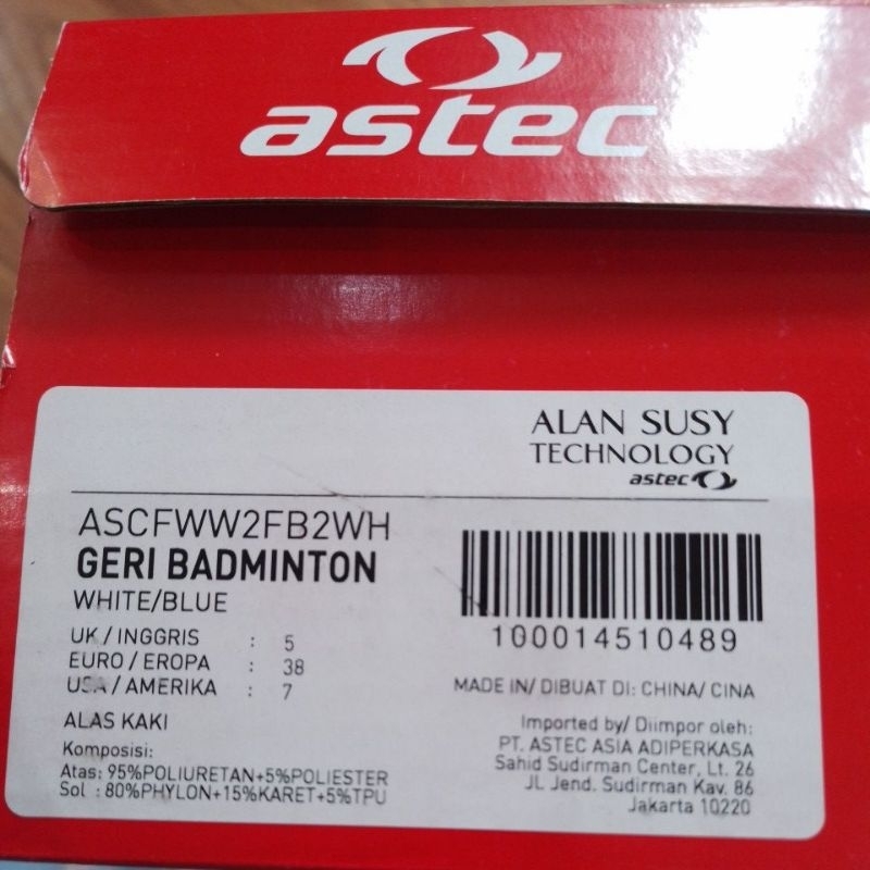 Sepatu Astec Geri Badminton