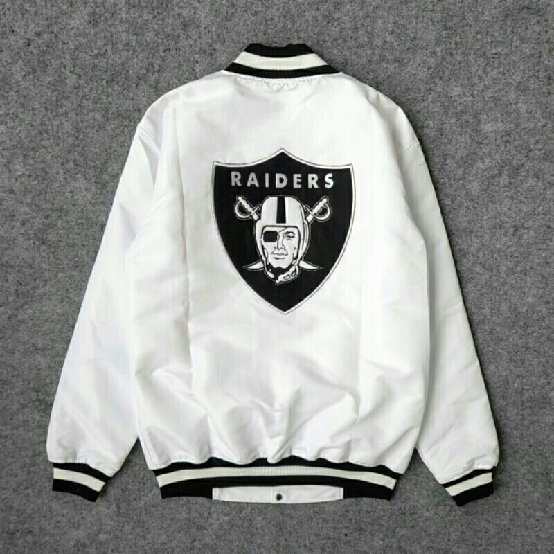 JAKET VARSITY RAIDERS WHITE