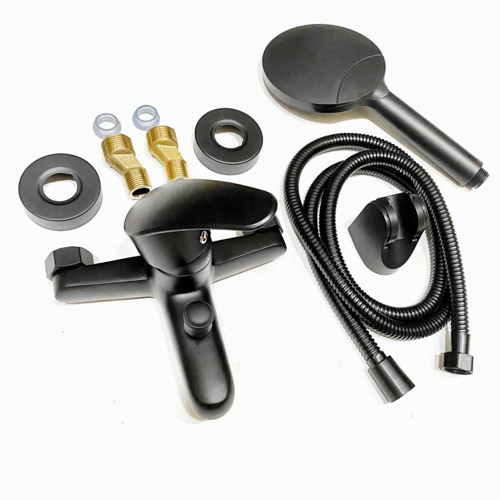 Kran Bathtub Panas Dingin Stainless Hitam 1008H - Set Keran air Shower Bathtub Mixer Hot Cold Black Matte