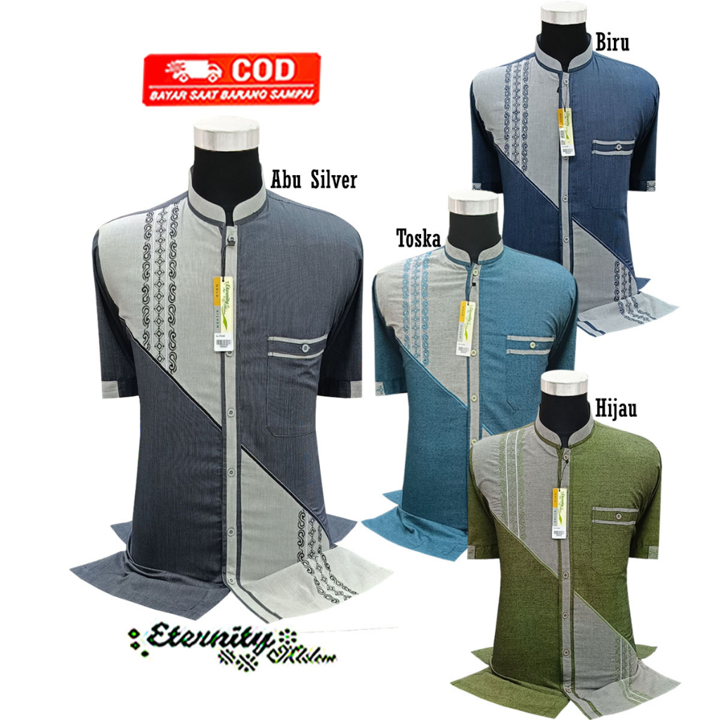 Baju Koko Pria Bordir  Lengan Pendek Koko Eternity Terbaru Koko Baju COD