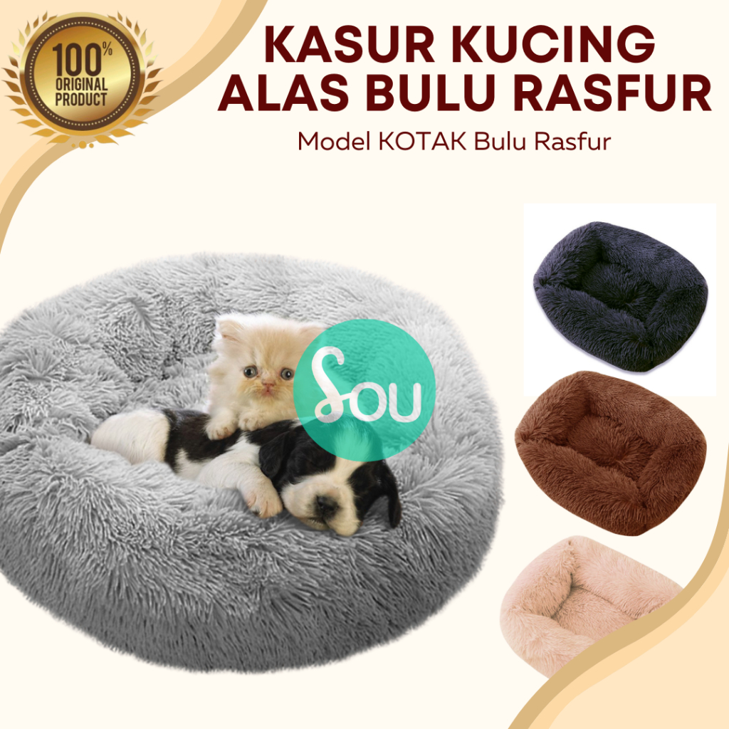 Kasur Tidur Kucing Anjing Alas Kandang Bahan Kain Bulu Rasfur Uk.42x32