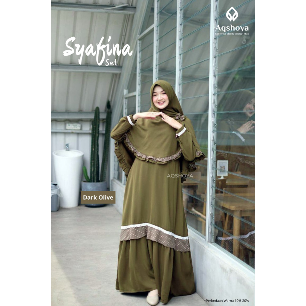 Gamis Set Syafina Original By Aqshoya Ready stok siap kirim tersedia size S hingga XL