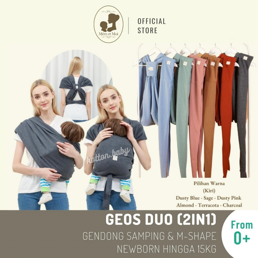 Geos Duo (2in1) Mere et Moi - Gendongan Kaos Multifungsi