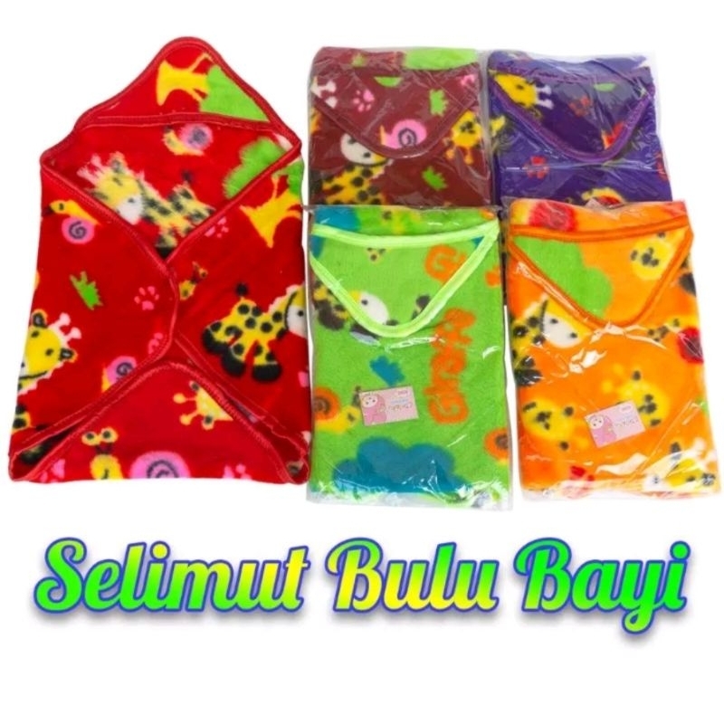 Selimut Bulu Bayi Besar Halus 90 x 75 Saluyu Topi / Selimut Bayi Topi Bludru Baby Blanket Bahan Bulu Lembut Halus Tebal