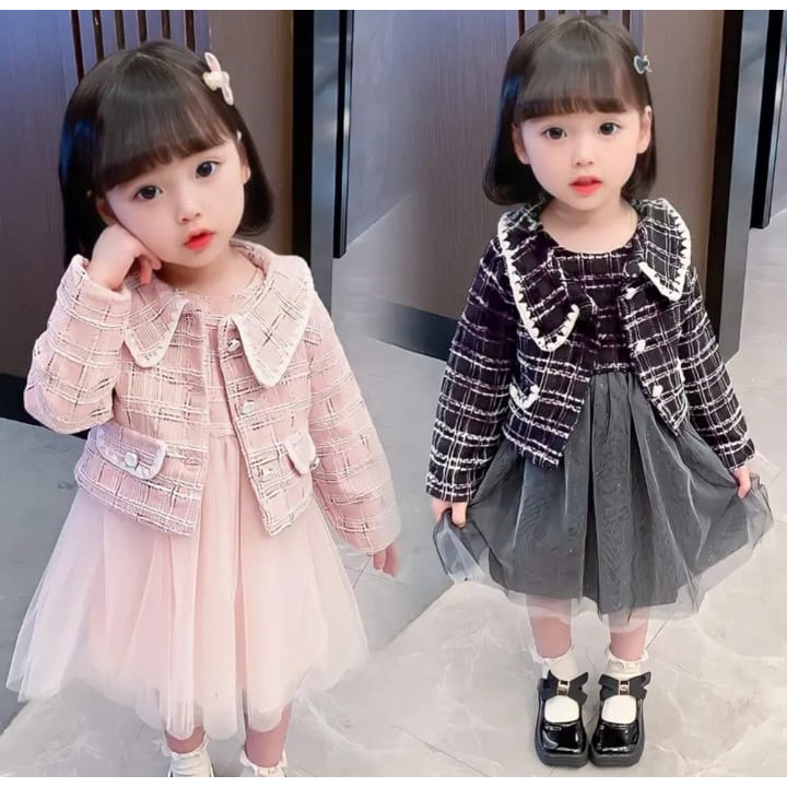 DR32-Dress Baju Anak Perempuan Choaheyo Vest Set 2in1