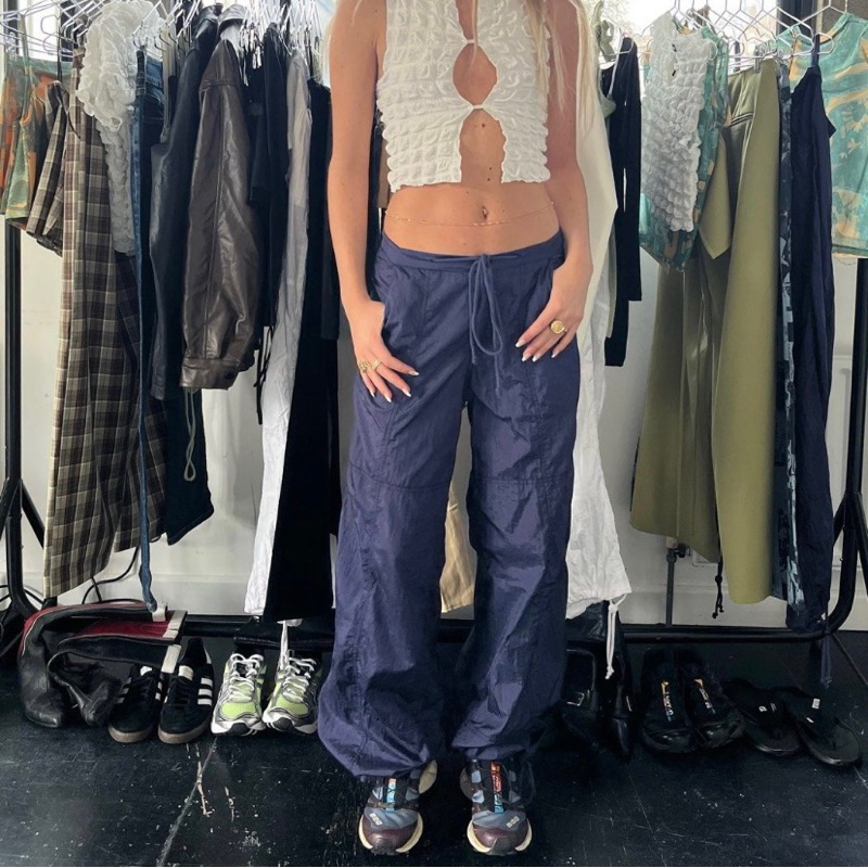 Motel Rocks Parachute Pants Navy