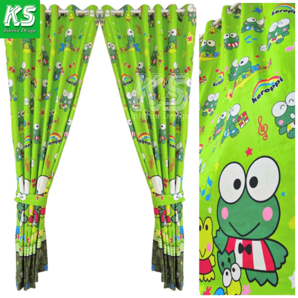 Gorden Jendela Minimalis Karakter Keroppi Big Logo Model Smockring Panjang 200 cm