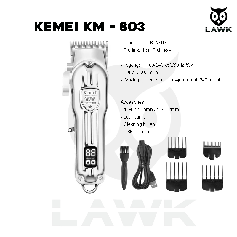 Kemei 803 hair clipper full metal / kemei km 803  / kemei km-803 mesin cukur rambut kemei km 1997
