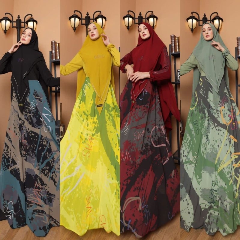 janah syari by iva's production aamora set hijab  gresya dress premium ORI  by raina