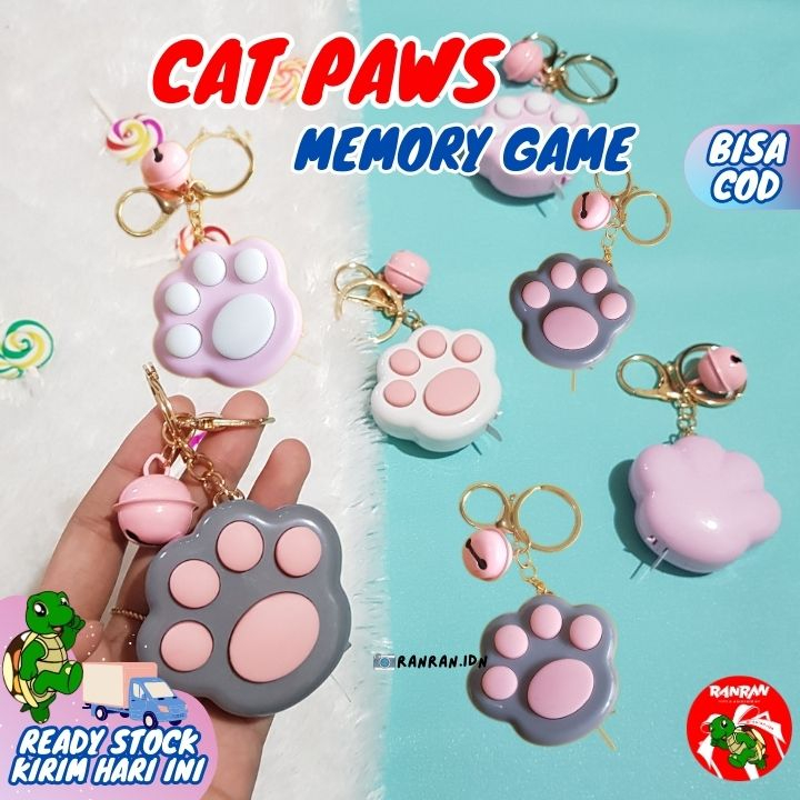 Fidget Toy Lovely Portable Funny Cat Paw Push Fidget Game Keychain Mainan Musik Mini Anak-anak