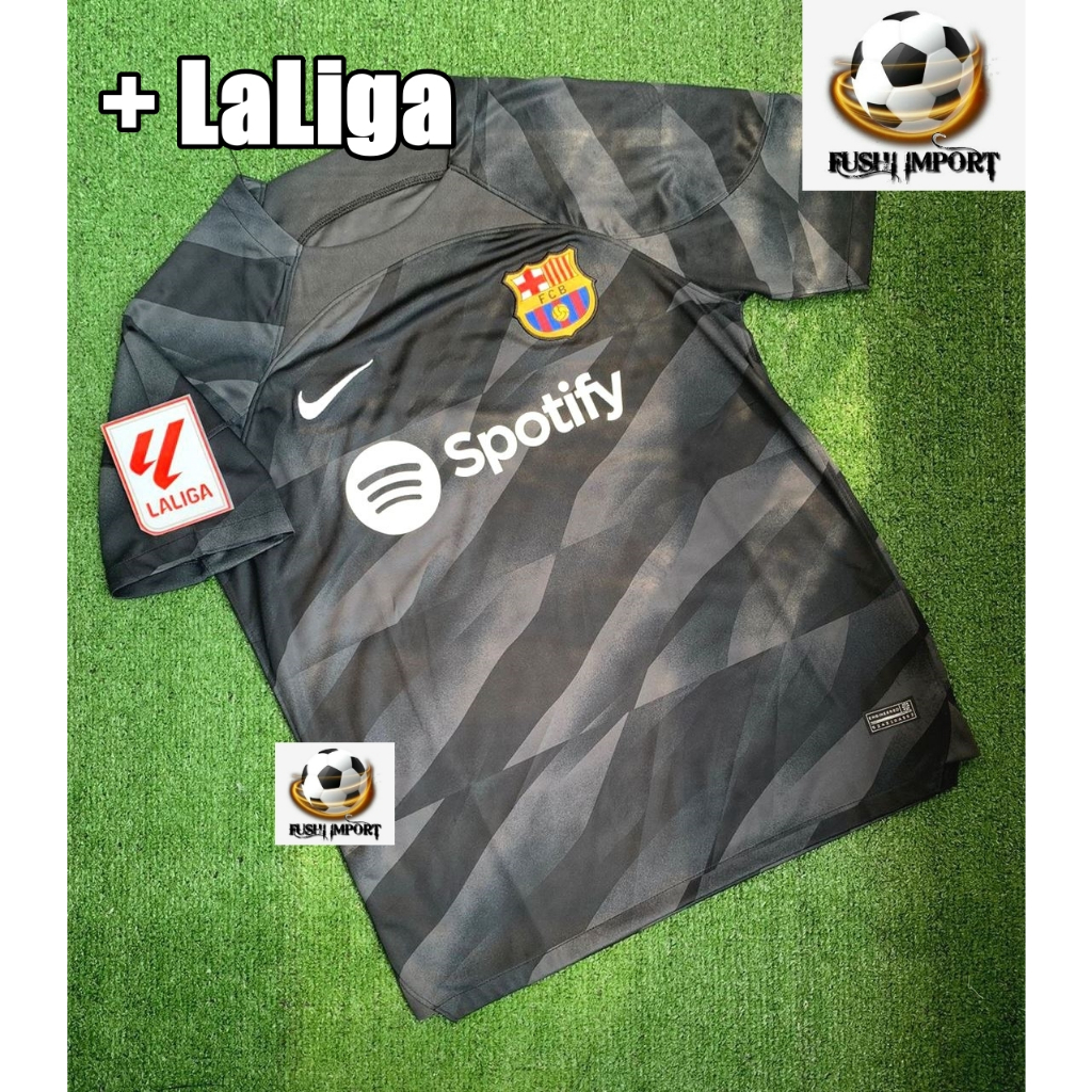 Jersey Baju Bola Barca Kiper Goalkeeper Hitam Black 2023 2024 Grade Ori