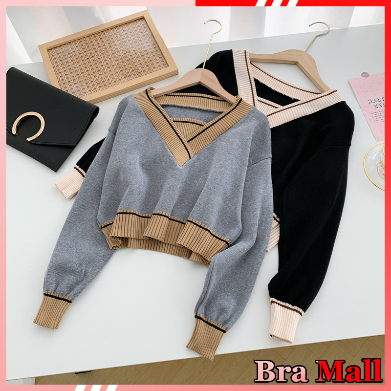 【 Bra Mall 】BJ-035 Sweater Rajut Wanita Korea Crop Import Premium | Knit Sweater Crop | Sweater Top Knit Import | Knite Sweater