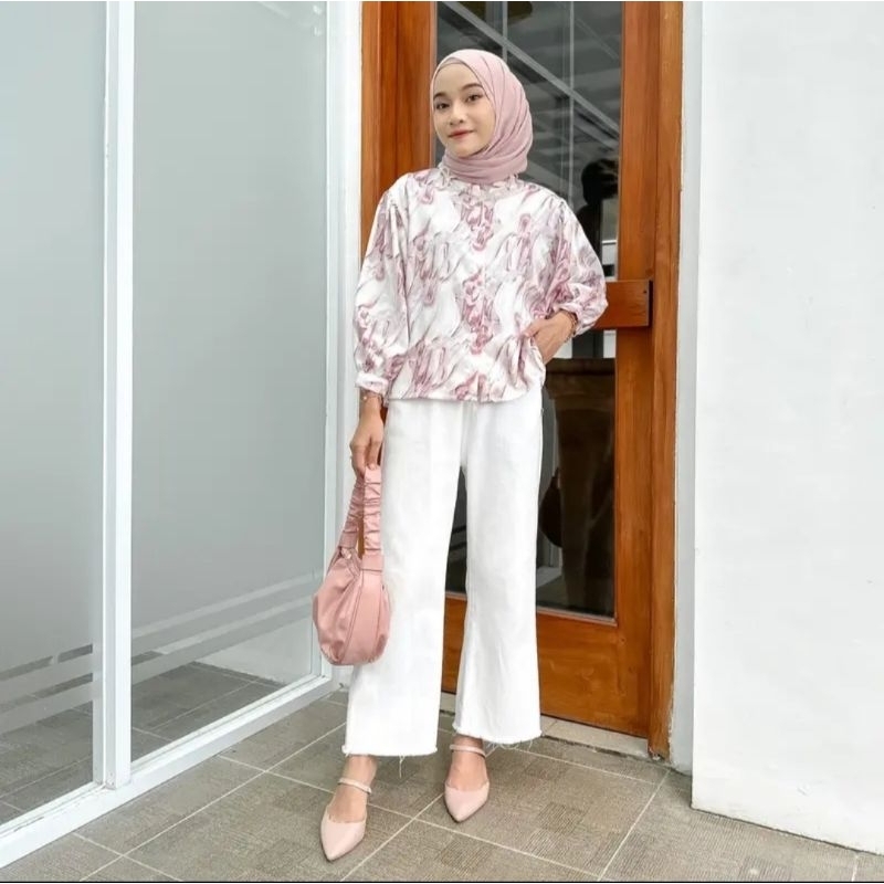 GG- Carlotta Marble Puffy Blouse| Blouse Jumbo fit 45-80kg