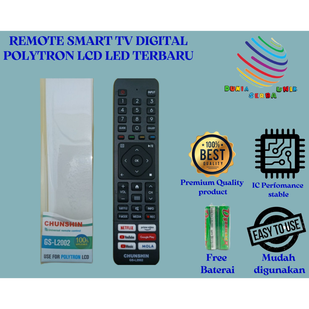 REMOTE SMART TV DIGITAL POLYTRON L2002 LCD LED TERBARU