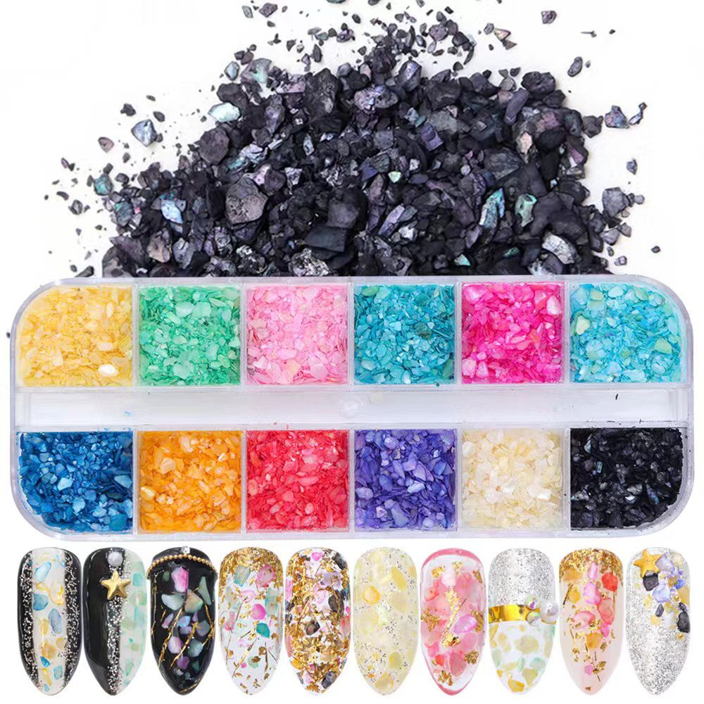 12pcs Pecahan Seashell Mini Kerang Dekorasi Nail Art Japan Nail