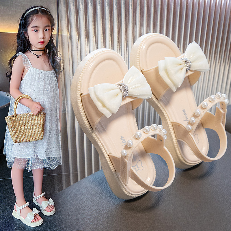 SANDAL sepatu anak perempuan motif pita permata artificial