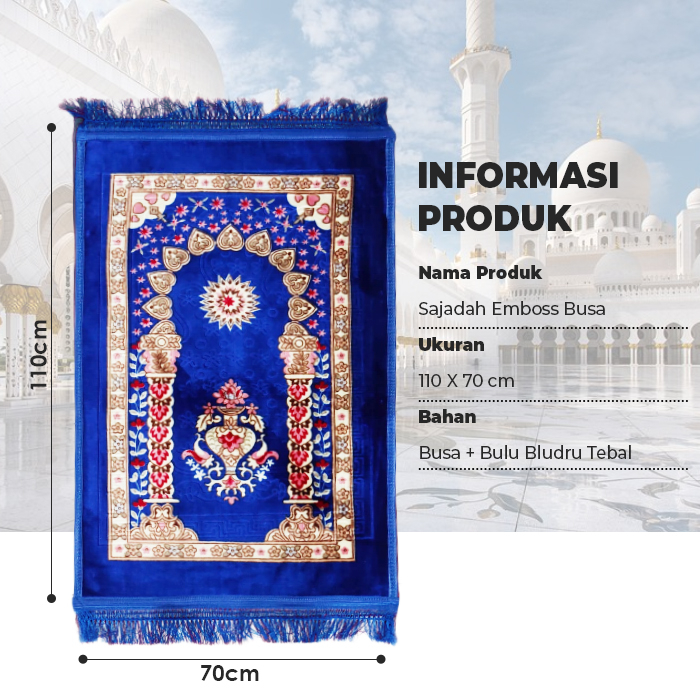 LuxuryParty- DD-9 Sajadah Empuk Dewasa Tebal Ukuran 110cm x 70cm Turki / Perlengkapan Shalat / Sajadah Murah / Sajadah Tebal
