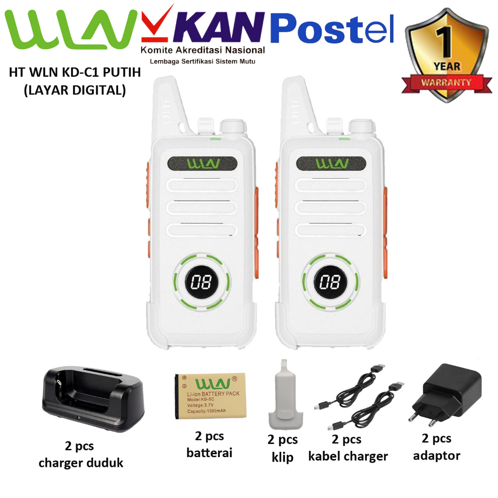 Walkie Talkie WLN HT Two-Way Radio KD-C1(Dengan Layar Digital)-Hitam-Baterai 1500 mAh