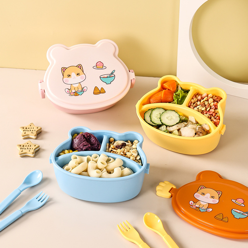 AMORASHOP KOTAK MAKAN ANAK KARAKTER IMUT / LUNCH BOX ANAK FREE SENDOK GARPU KODE F1102