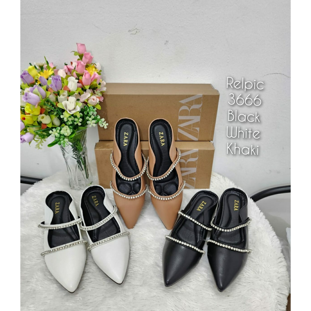 NEW ARRIVAL SANDAL WANITA IMPORT SLOP KULIT ZARAA KODE: 3666