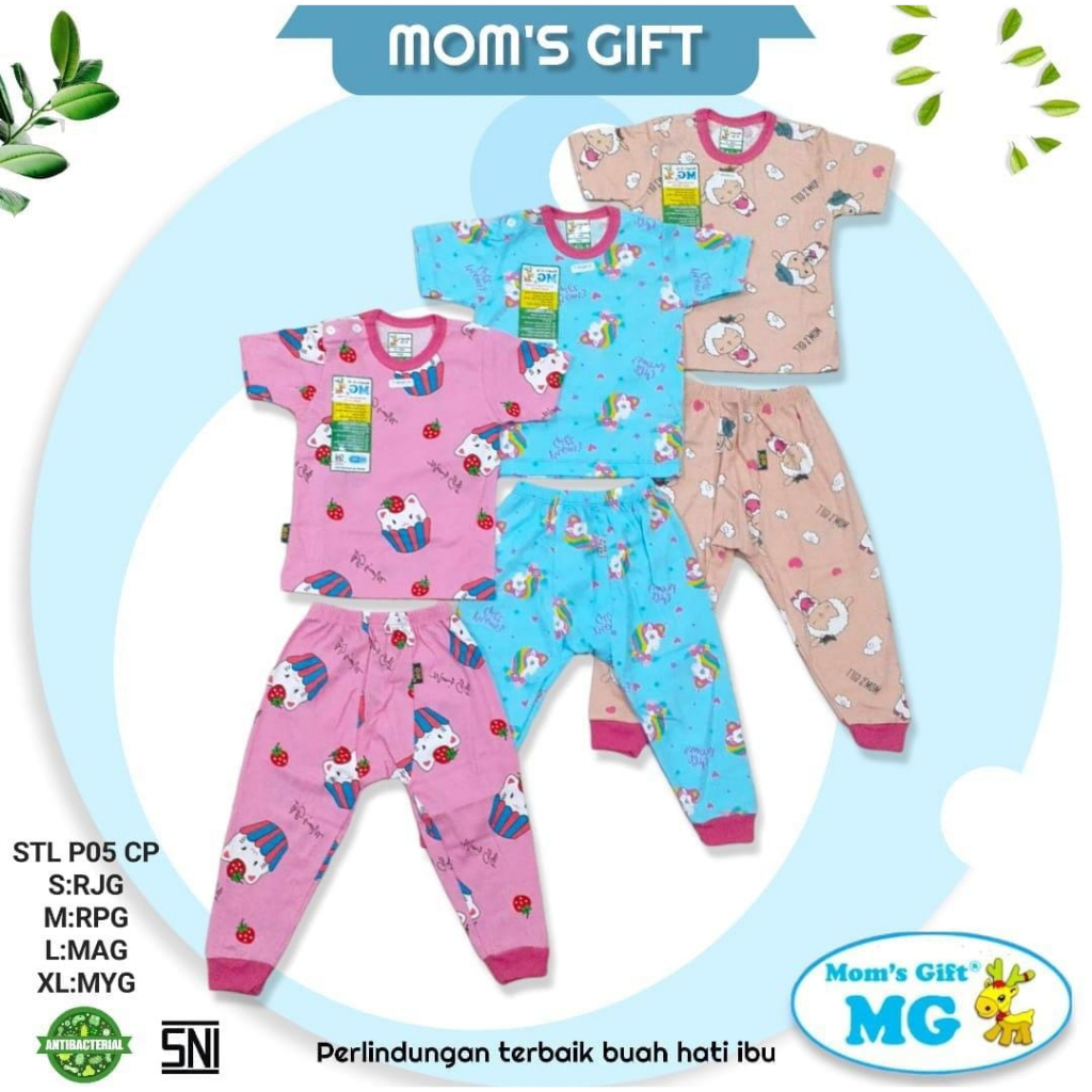 MOM'S GIFT Setalan Baju Pendek Celana Panjang Motif Full Print Uk S, M, L, XL, SNI