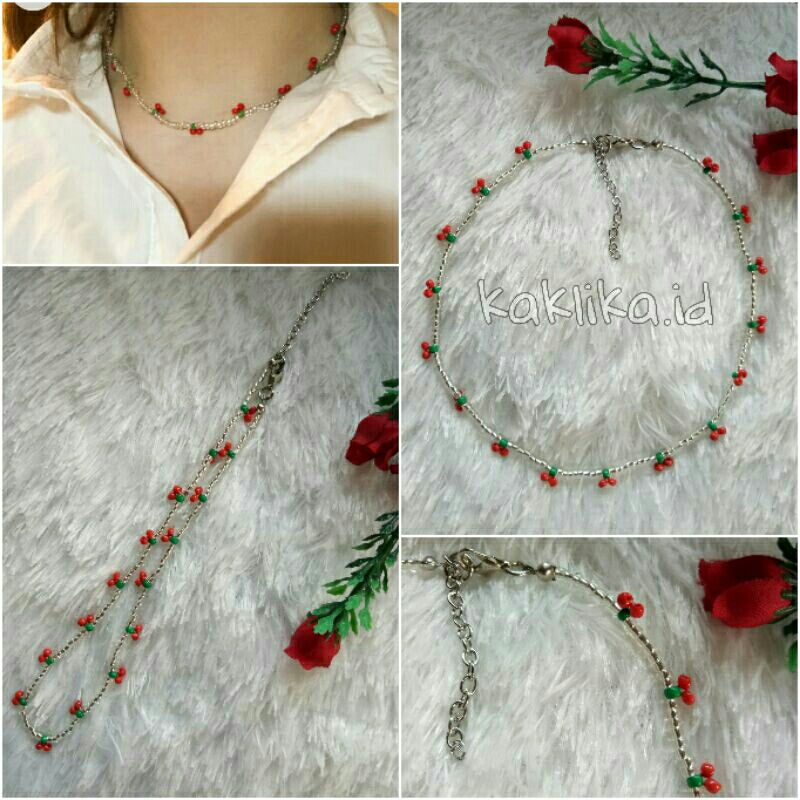 COD Kalung Cherry Style Korea | Kalung Korea Mute Manik Ceri Korea