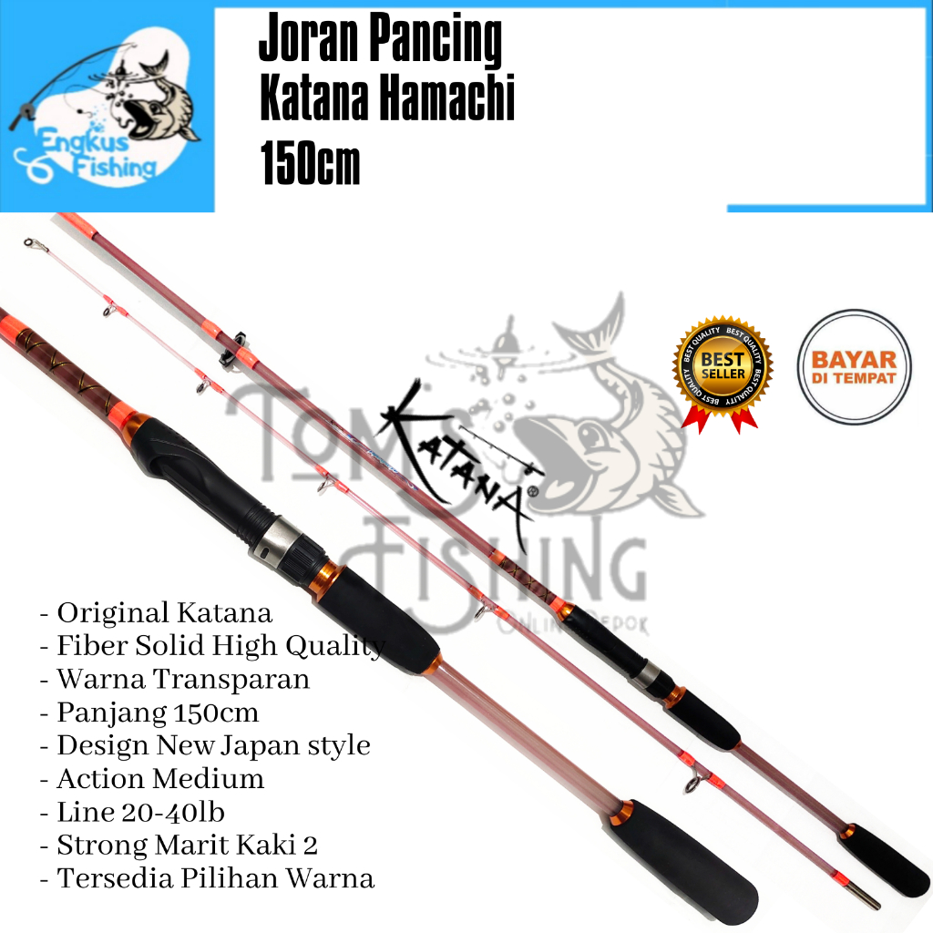 Joran Pancing Katana Hamachi 150cm Transparan Fiber Solid (Marit Kaki 2) Lentur Murah - Engkus Fishing