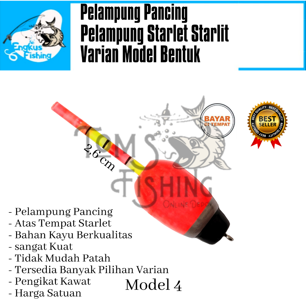 Pelampung Pumbul Pancing Starlite Kayu Pendek / Panjang Varian Model Bentuk Murah - Engkus Fishing