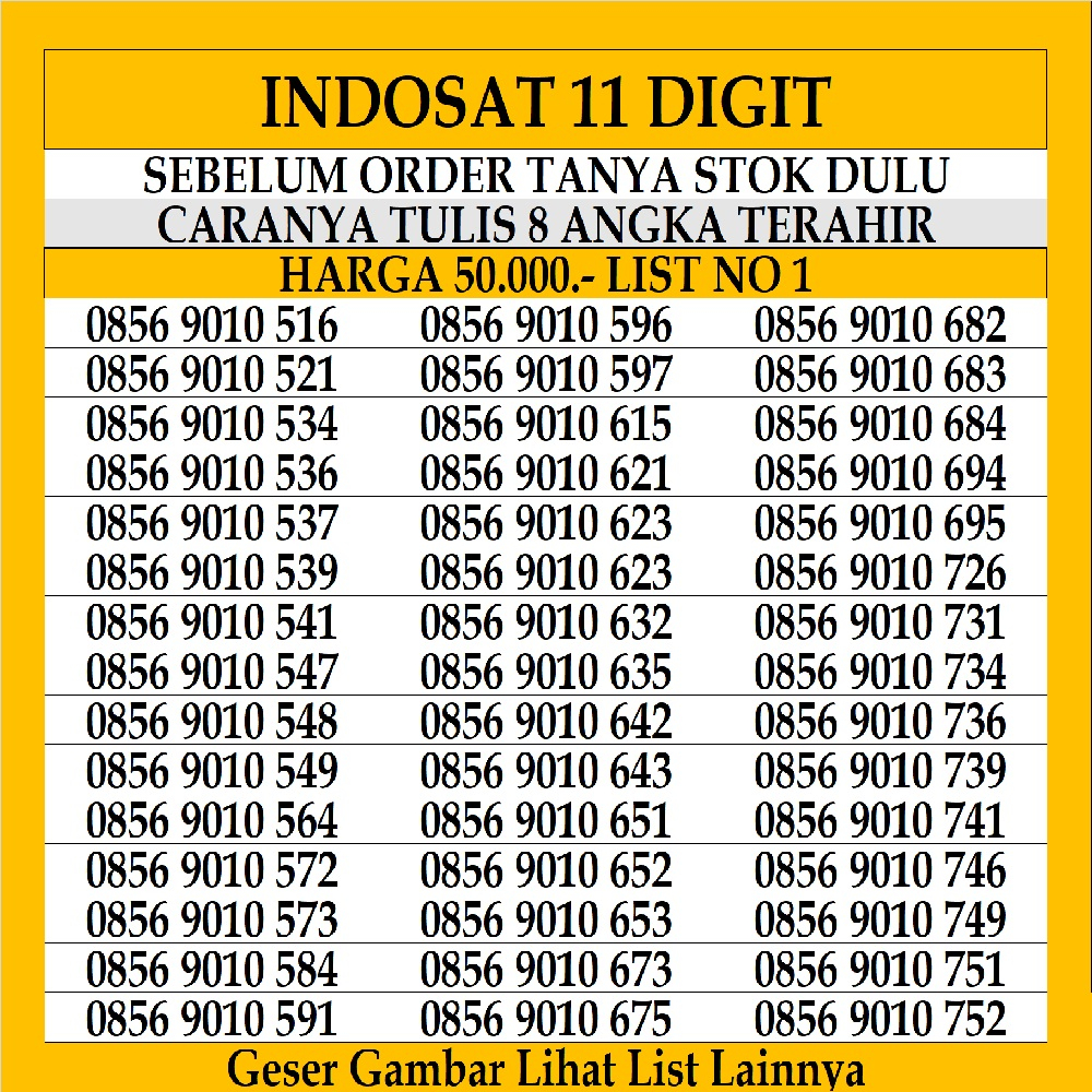 Nomor Cantik Indosat 11 Digit Kartu Perdana Prabayar  Nomer Reguler Mentari im3 4G LTE Ooredoo 10 12