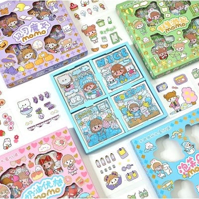 BELLASHOPJKT Stiker 100 lembar Stiker kartun korea Stiker waterproof Stiker momo 100 lembar