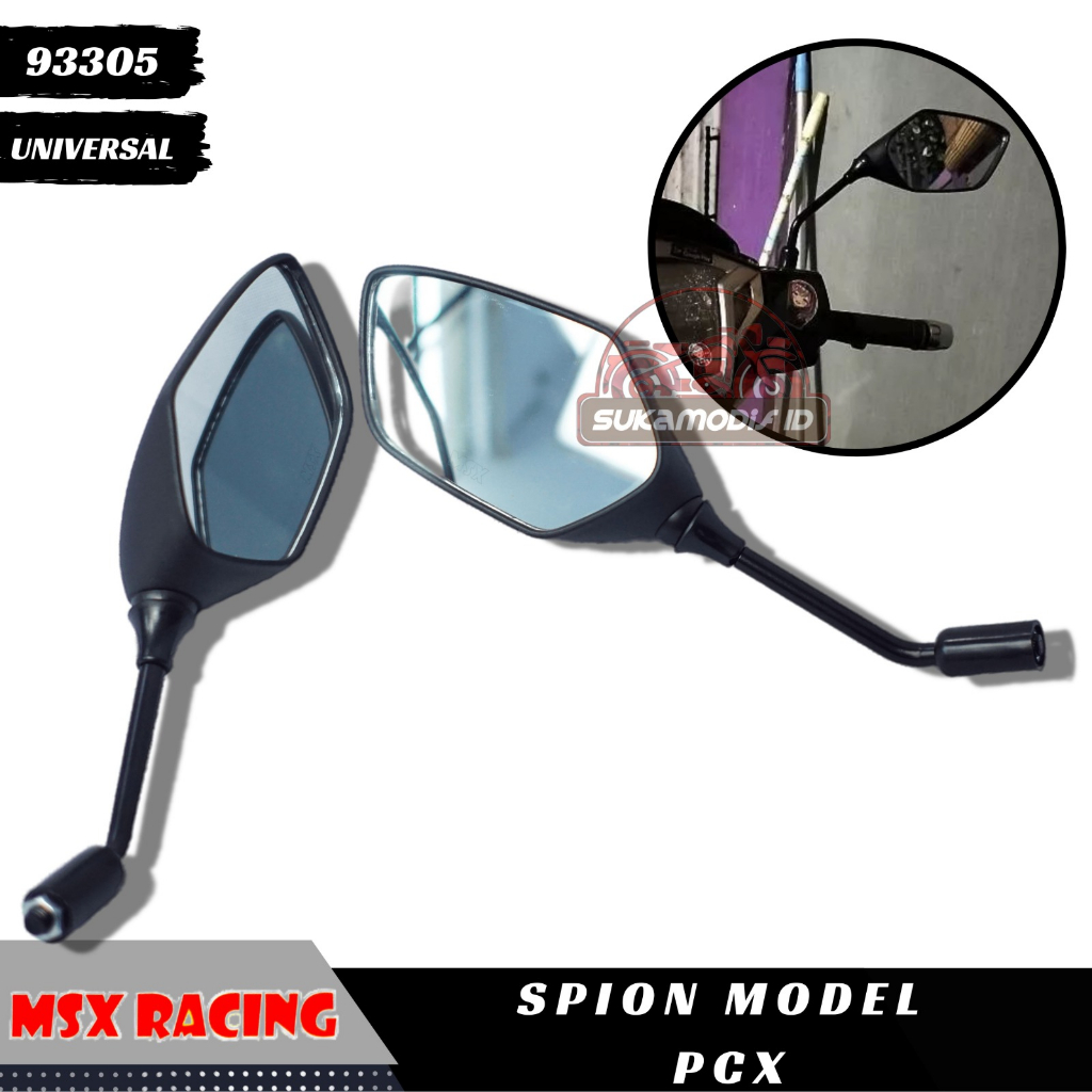 Spion Pcx Hitam Black Standart Y Universal Kaca Motor Besar Panjang Honda
