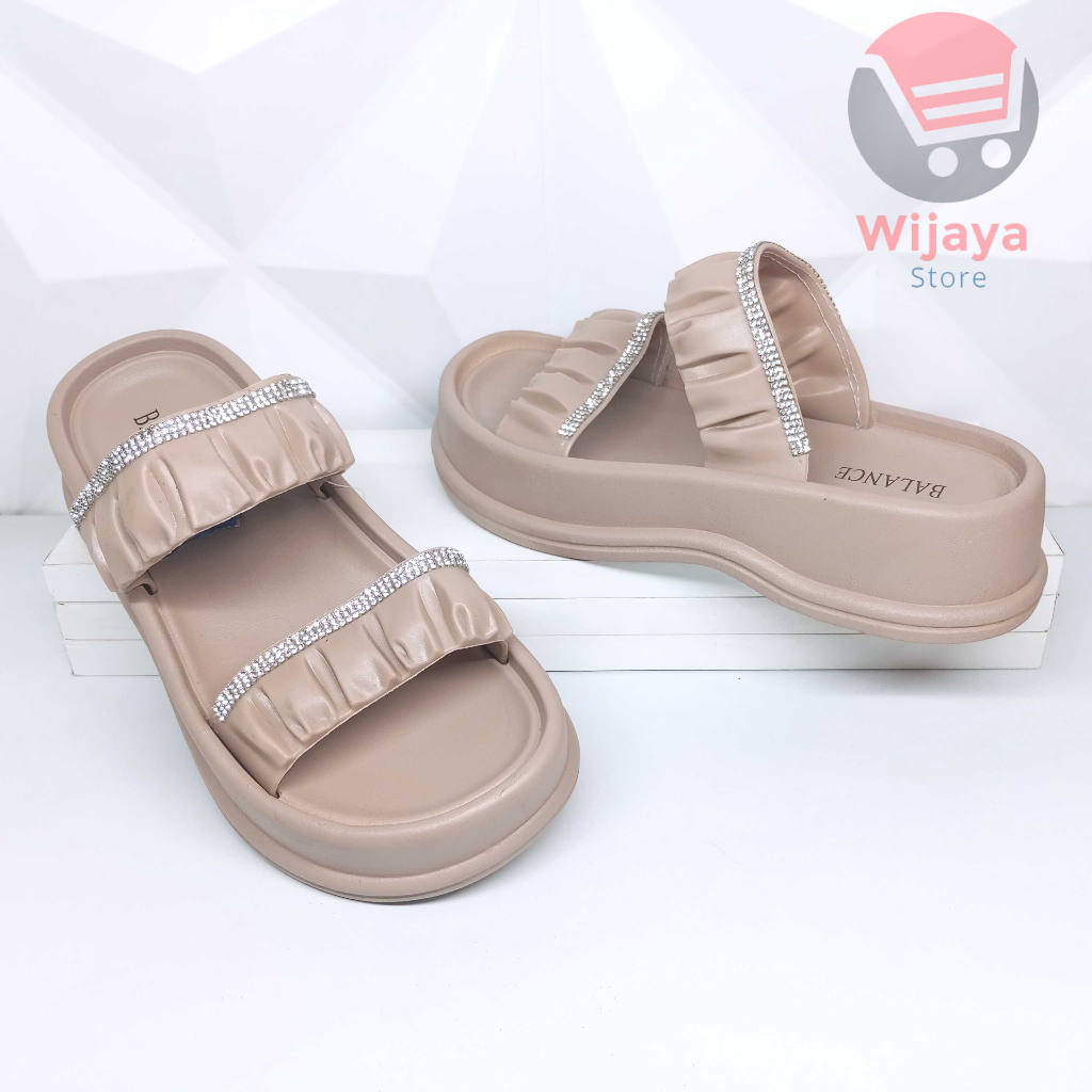 Sandal BALANCE 8688 Wedges Slop Wanita Model Serut Sendal Jelly Slide Selop Cewek Perempuan