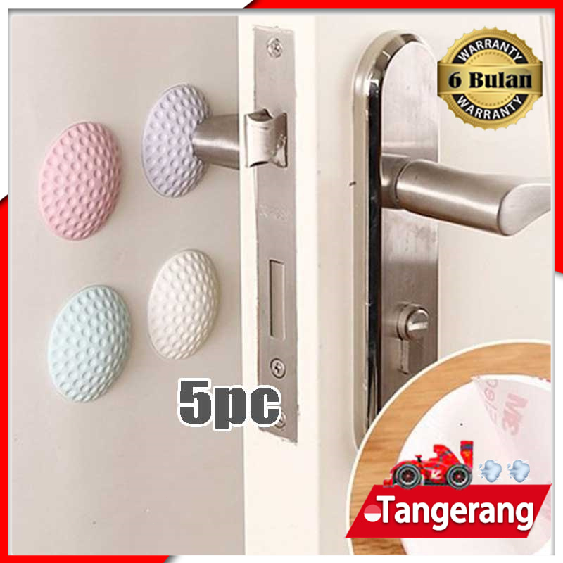 5pcs/set Penganjal Penahan Gagang Pintu Pelindung Dinding Tembok Karet Silikon