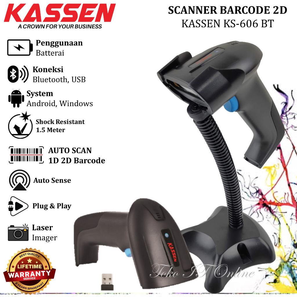 KASSEN KS 606 SCANNER BARCODE QR 2D HANDHELD QR CODE WIRELESS BLUETOOTH