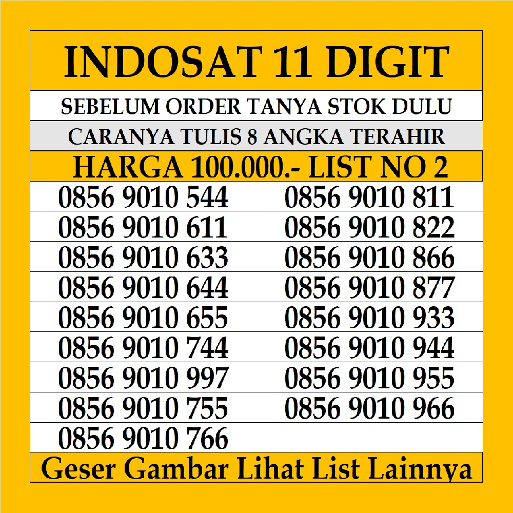 Nomor Cantik Indosat 4G LTE 11 Digit Kartu Perdana Prabayar Reguler Nomer Im3 ooredoo